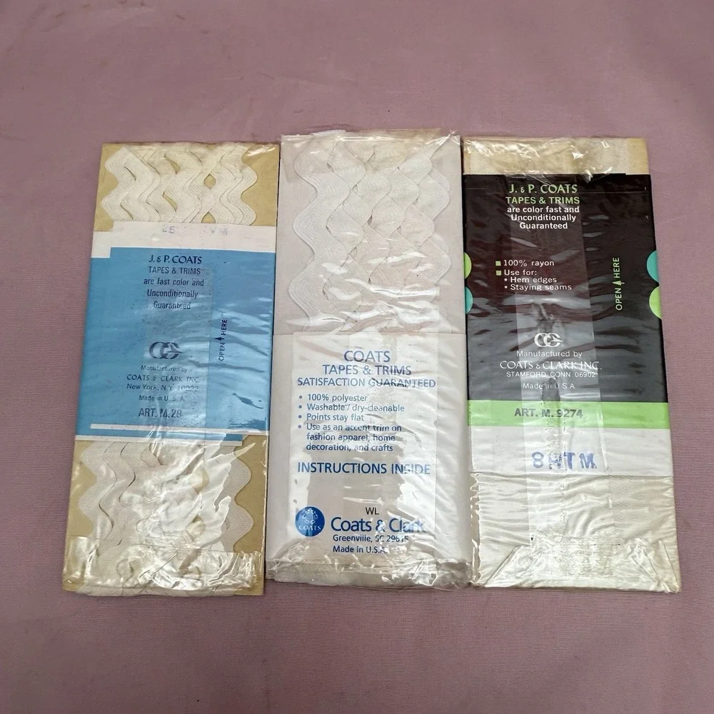 Vintage Sewing Notions Lot 20+ Sealed Bias Tape Rick Rack Lace Trim Hem Facing